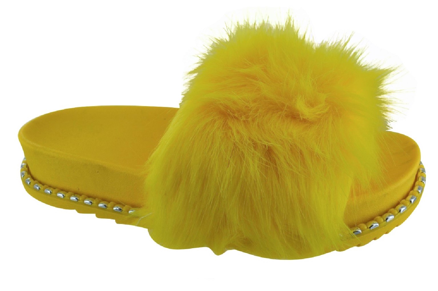 WOMENS LADIES FLATORM FLAT SUMMER FAUX FLUFFY FUR SLIDES SLIDERS